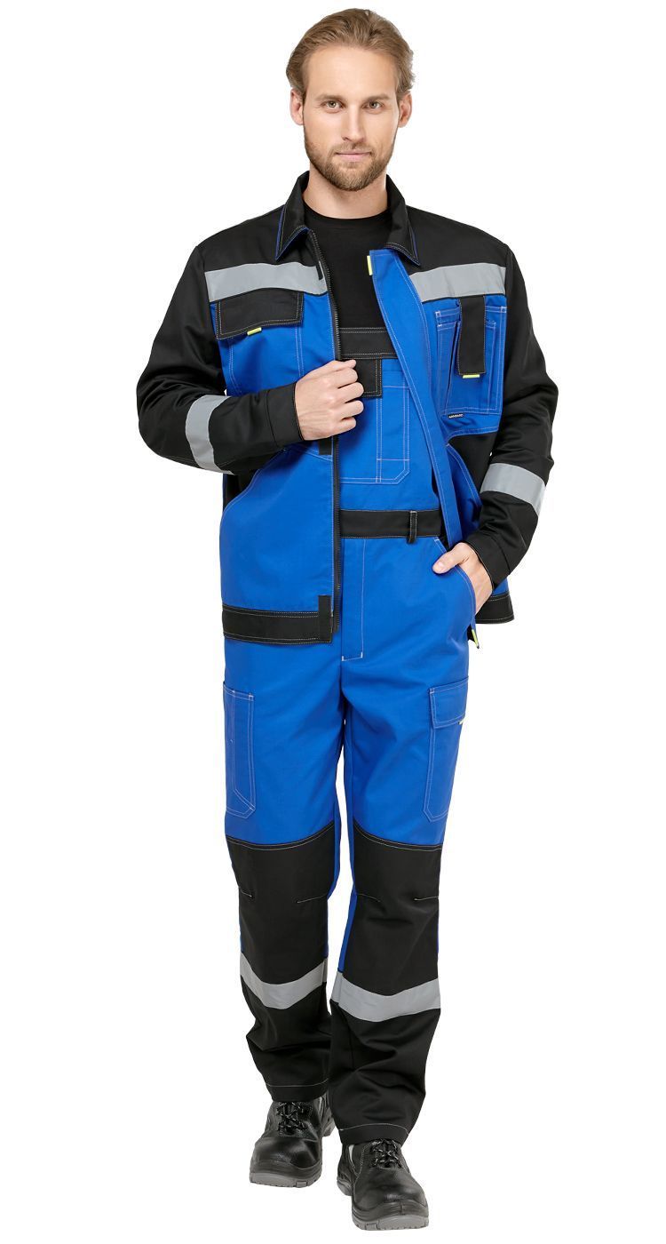Костюм мужской рабочий летний Гудзон NEW василек-черный