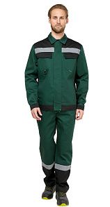 Костюм мужской рабочий летний "Джокер" МВО с брюками зеленый-черный
