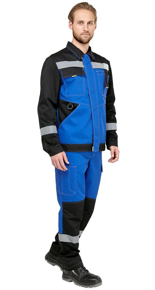 Костюм мужской рабочий летний Гудзон NEW василек-черный