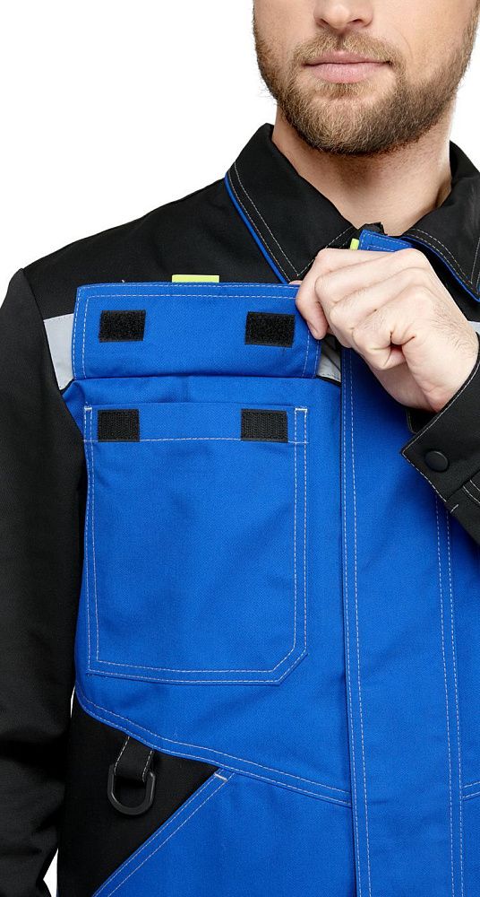 Костюм мужской рабочий летний Гудзон NEW василек-черный