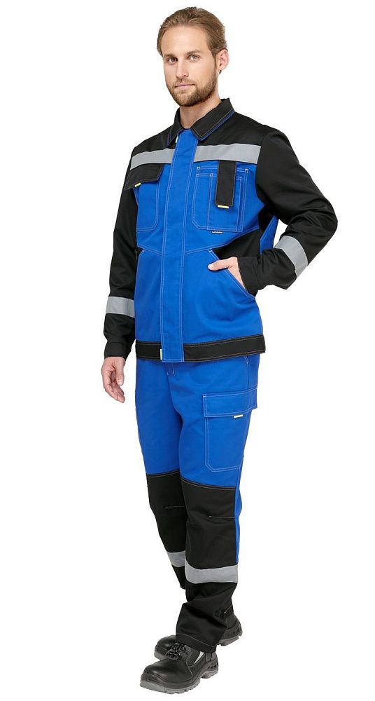 Костюм мужской рабочий летний Гудзон NEW василек-черный